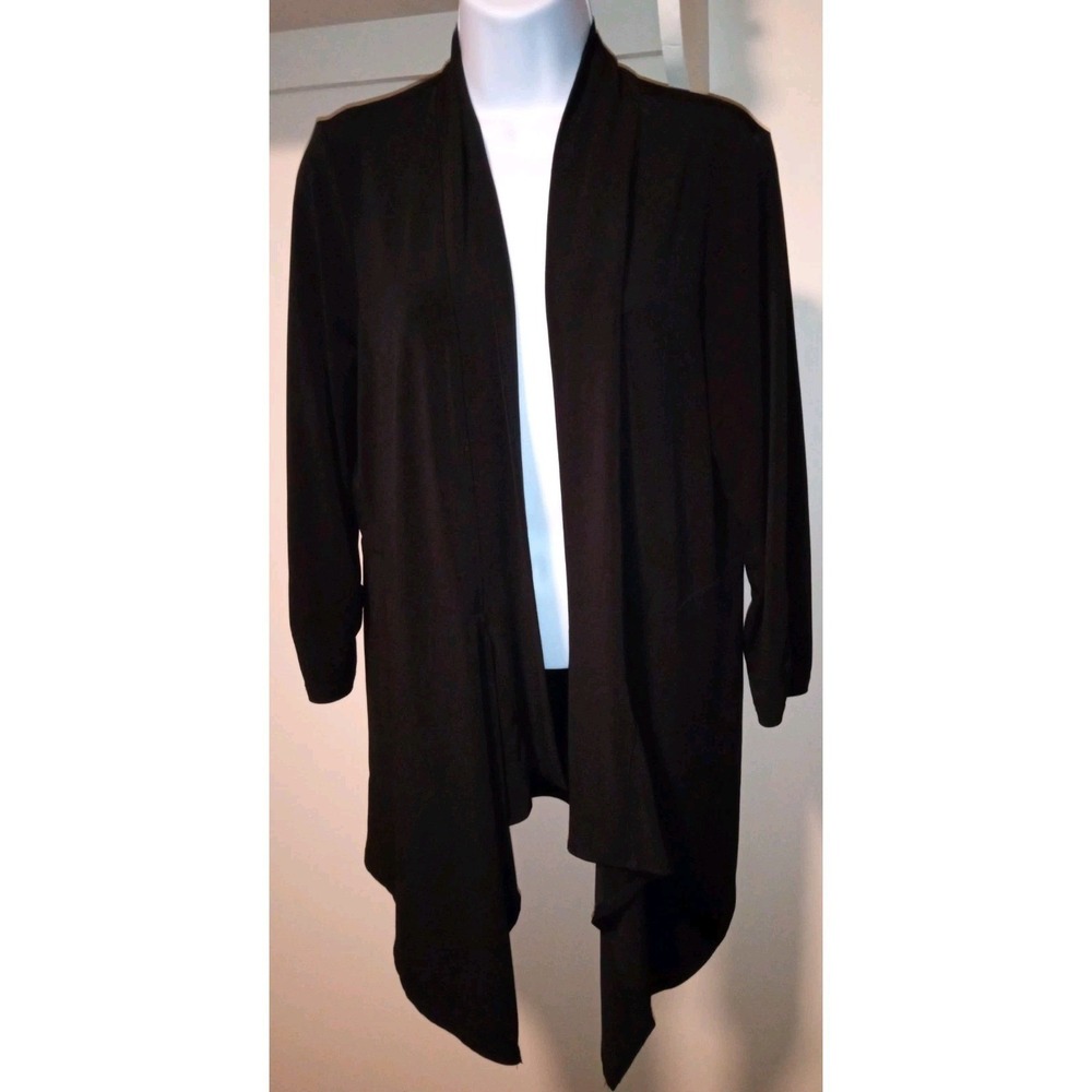 Chico's Cardigan Size 1‎ (8-10) Open Front Long Sleeves Black Stretchy